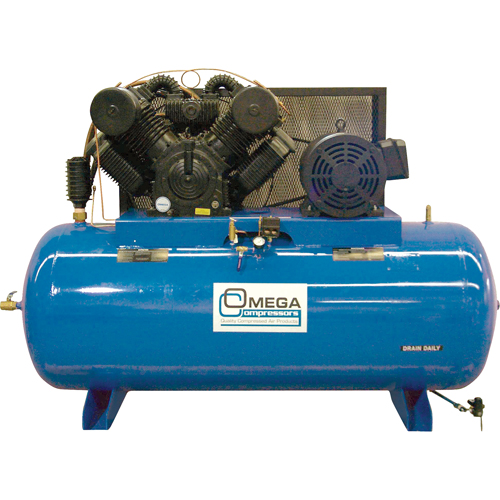 Industrial Series Air Compressors - Horizontal Compressor - Two Stages, 200 Gal. (240 US Gal) St. Lawrence Industrial & Safety Supply