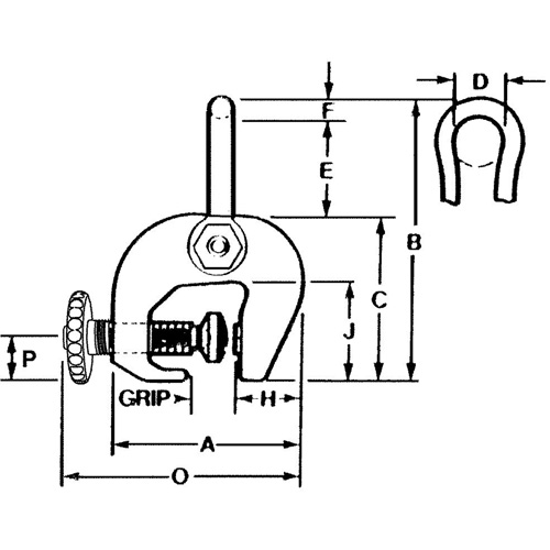 SAC Plate Clamp, 12000 lbs. (6 tons), 0" - 3" Jaw Opening St. Lawrence Industrial & Safety Supply