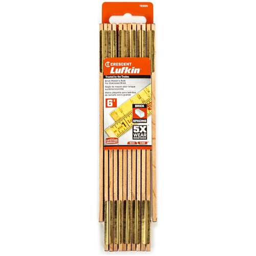 R&egrave;gle de maçon surdimensionn&eacute; Red End, 6' lo, Bois, Graduations de 1/16" St. Lawrence Industrial & Safety Supply