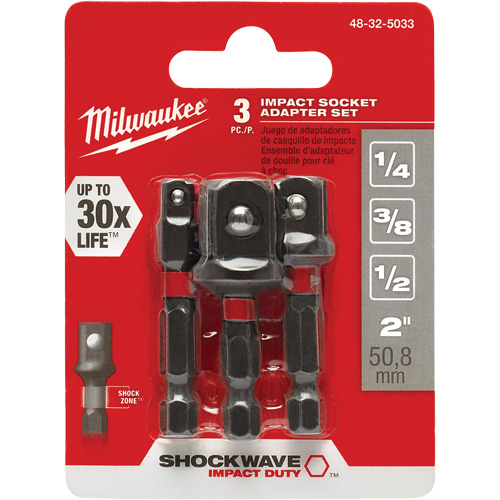 Jeu d'adaptateur de douilles &agrave; chocs Shockwave, 1/4" Prise, Sph&eacute;rique, 1-7/8" lo St. Lawrence Industrial & Safety Supply