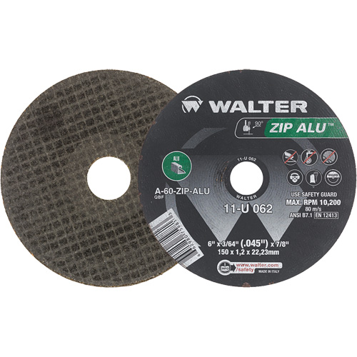 Meule &agrave; tronçonner Zip Alu, 6" x 3/64", Arbre de 7/8", Type 1, Oxyde d'aluminium, 10 200 Tr/min St. Lawrence Industrial & Safety Supply