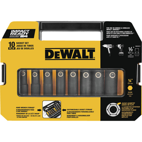 Jeu de douilles Ready, 10 Mcx, Chocs, Prise de 1/2" St. Lawrence Industrial & Safety Supply