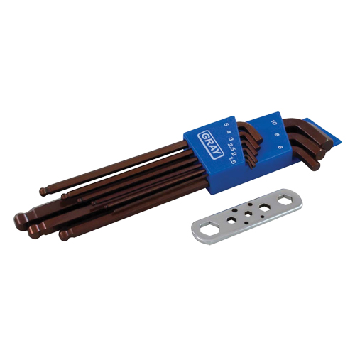 Long Arm Ball Hex Key Set, 9 Pcs., Metric St. Lawrence Industrial & Safety Supply