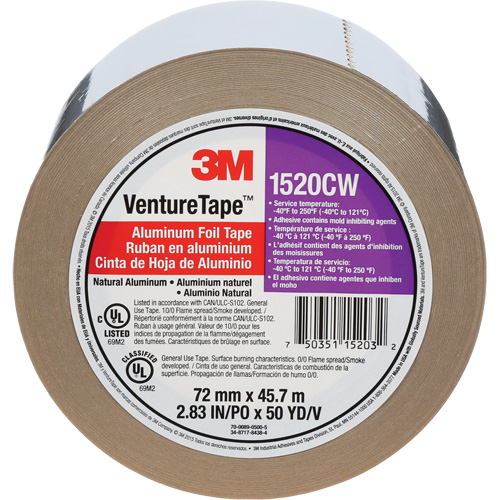 Ruban en aluminium Venture Tape, &eacute;paisseur 1,8 mils, 72 mm (3") x 45,7 m (150') St. Lawrence Industrial & Safety Supply