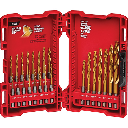 Jeu de forets pour perceuses et cl&eacute;s &agrave; chocs Shockwave, 23 morceaux, Titane St. Lawrence Industrial & Safety Supply