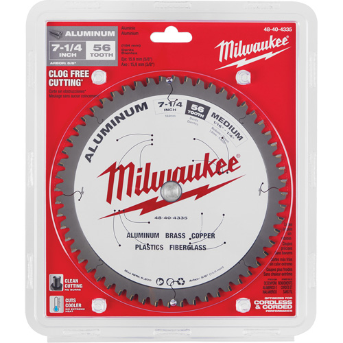 Lame de scie circulaire pour la coupe d'aluminium, 7-1/4", 56 dents, Pour Plastique/Fibre de verre/Non ferre St. Lawrence Industrial & Safety Supply