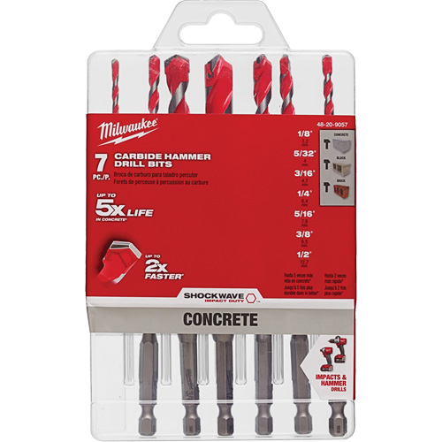 Grand jeu de forets pour perceuse &agrave; percussion Shockwave, 7 morceaux, Carbure St. Lawrence Industrial & Safety Supply