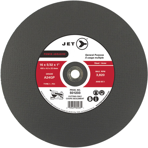 Meule &agrave; tronçonner Power Abrasive A24GP, 20" x 5/32", Arbre de 1", Type 1, 3000 Tr/min St. Lawrence Industrial & Safety Supply