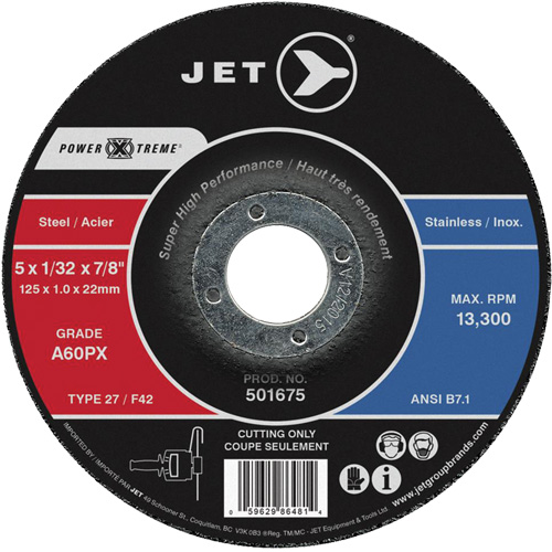 A60PX Power-Xtreme Cut-Off Wheel, 6" x 3/64", 7/8" Arbor, Type 27, 10200 RPM St. Lawrence Industrial & Safety Supply