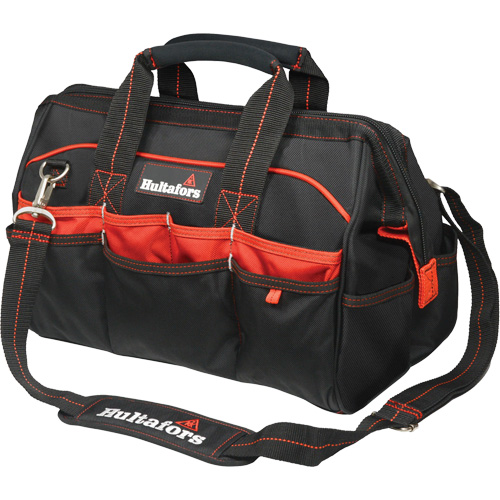 Sacs &agrave; outils pour ouvrier 16", Polyester balistique, Noir/Rouge St. Lawrence Industrial & Safety Supply