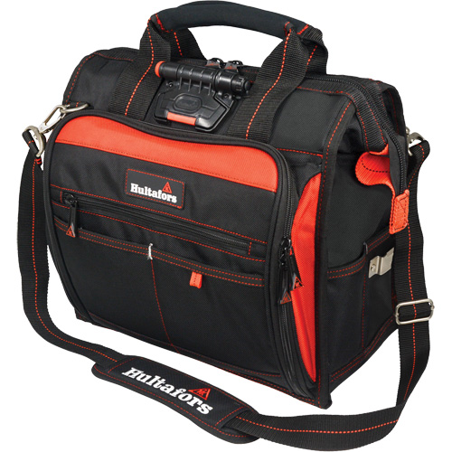 Sac &agrave; outils &eacute;clair&eacute; pour technicien, Polyester balistique, Noir/Rouge St. Lawrence Industrial & Safety Supply