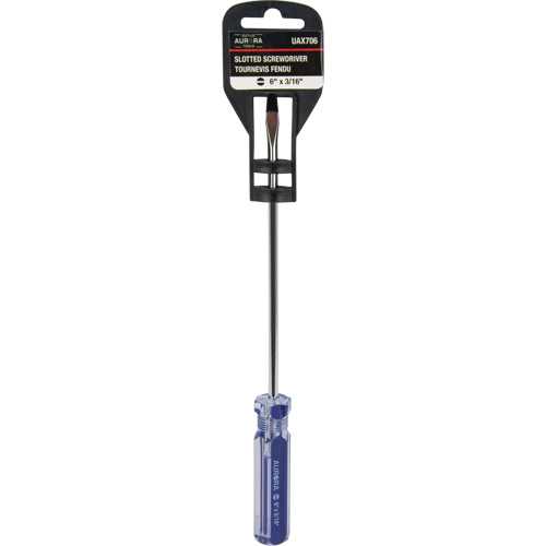 Tournevis &agrave; fente bleu transparent avec bandes, Tige de 3/16", Ronde, Prise en Plastique St. Lawrence Industrial & Safety Supply