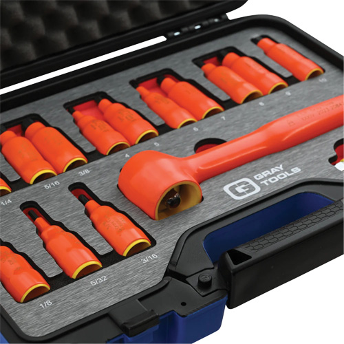 Douille isol&eacute;e, foret hex SAE & m&eacute;trique &agrave; prise 3/8" avec fixation, 1000 V, 16 M St. Lawrence Industrial & Safety Supply