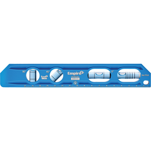 Niveau torpille moul&eacute; sous pression TRUE BLUE, 8" lo, Aluminium, 4 fioles, Magn&eacute;tique St. Lawrence Industrial & Safety Supply
