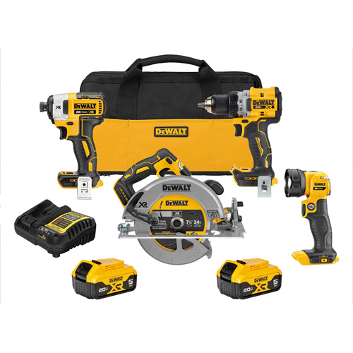 Ensemble de quatre outils combin&eacute;s sans fil et sans balai XR, Lithium-ion, 20 V St. Lawrence Industrial & Safety Supply