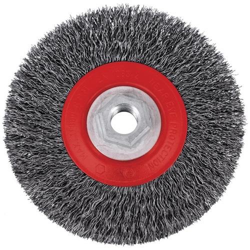 Brosse m&eacute;tallique &agrave; fils torsad&eacute;s &agrave; haut rendement 5C14T, 5" dia., Fils 0,014", Arbre 5/8"-11NC St. Lawrence Industrial & Safety Supply