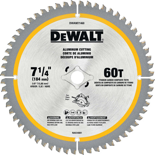 Lame circulaire en acier avec pointes en carbure de tungst&egrave;ne, 7-1/4", 60 dents, Pour Non ferre St. Lawrence Industrial & Safety Supply