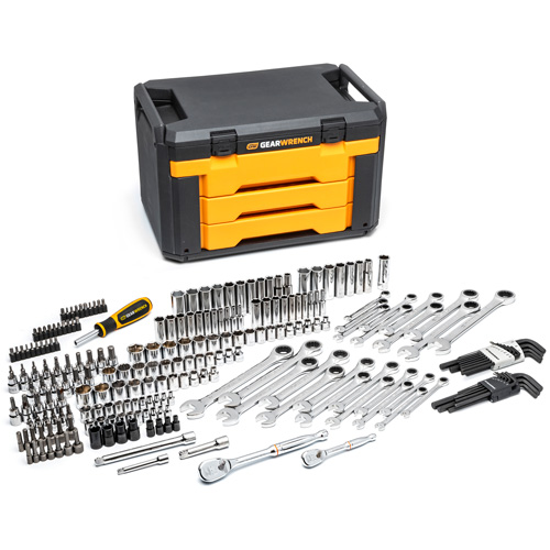Jeu d'outils pour m&eacute;canicien dans boîte de rangement &agrave; trois tiroirs St. Lawrence Industrial & Safety Supply