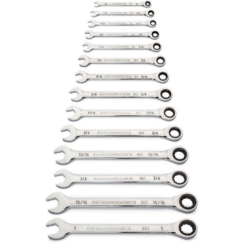 90-Tooth 12 Point SAE Wrench Set, Ratcheting Combination, 14 Pieces, Imperial St. Lawrence Industrial & Safety Supply