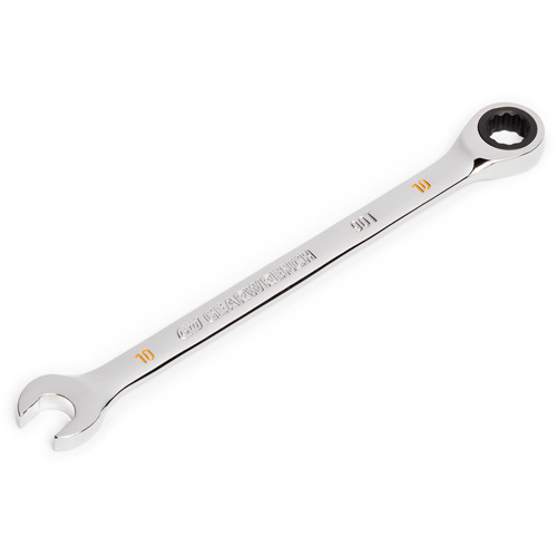 90-Tooth Ratcheting Combination Wrench, 12 Point, 10 mm, Chrome Finish St. Lawrence Industrial & Safety Supply