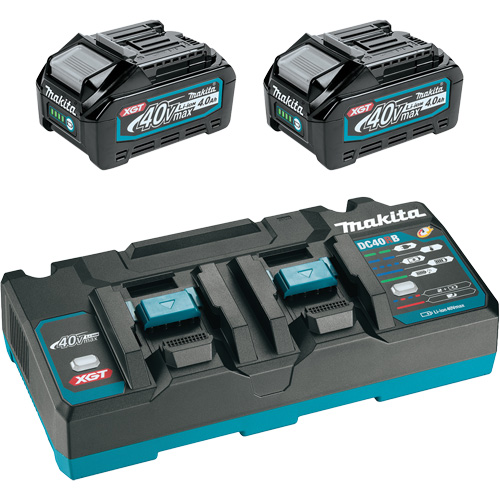 Ensemble de d&eacute;part XGT avec chargeur rapide &agrave; deux ports et deux batteries de 4?Ah, 40 V, Lithium-ion St. Lawrence Industrial & Safety Supply