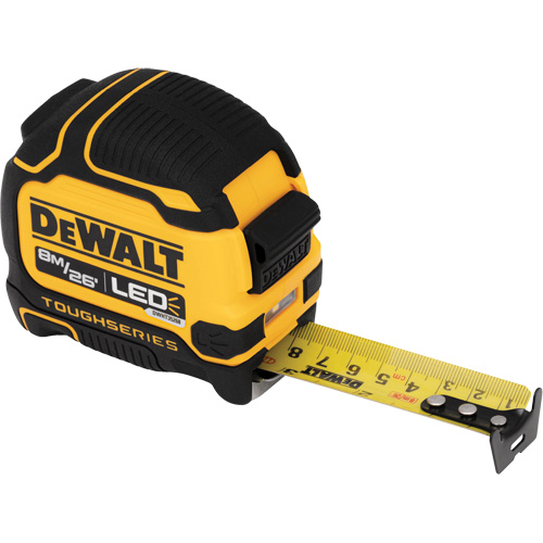 Ruban &agrave; mesurer TOUGHSERIES &agrave; lampe, 26'/8 m, Marques de goujon Imp&eacute;rial & m&eacute;trique St. Lawrence Industrial & Safety Supply