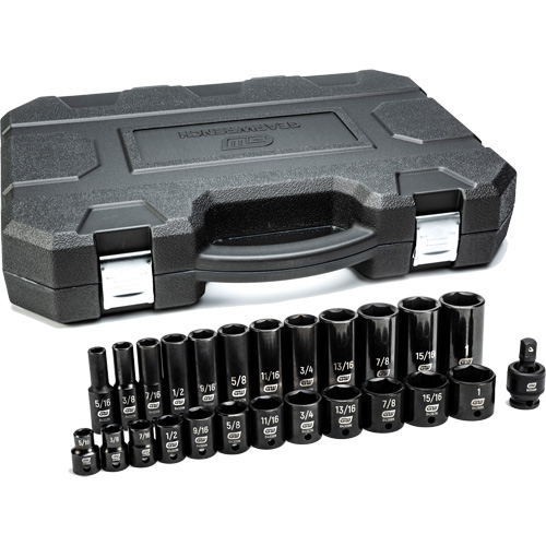 Jeu de douilles SAE &agrave; 6 pans, 25 Mcx, Chocs, Prise de 3/8", Profond St. Lawrence Industrial & Safety Supply