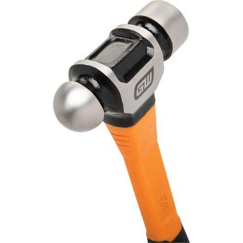 Ball Pein Hammer, 24 oz. Head Weight, Plain/Polished Face, Fibreglass Handle St. Lawrence Industrial & Safety Supply