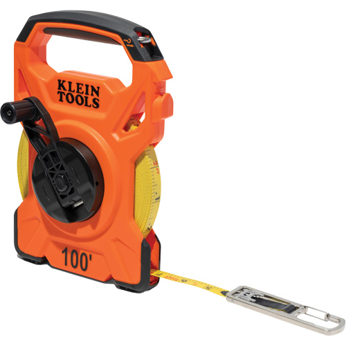 Open Reel Tape Measure with Single Hook & Carabiner, 1/2" x 100', 1/10" Graduations St. Lawrence Industrial & Safety Supply