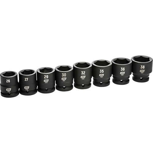 6-Point Metric Socket Set, 8 Pcs, Impact, 3/4" Drive Size St. Lawrence Industrial & Safety Supply