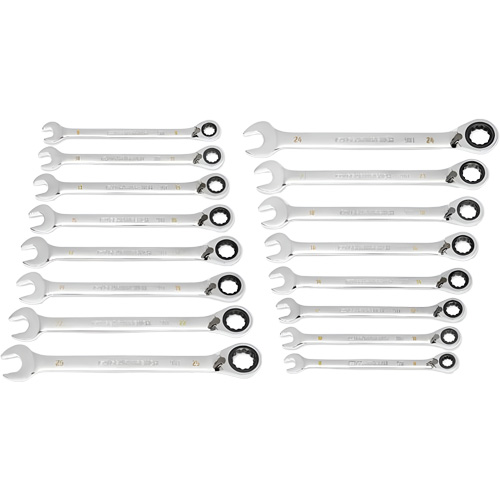 90-Tooth 12-Point Reversible Wrench Set, Ratcheting Box, 16 Pieces, Metric St. Lawrence Industrial & Safety Supply
