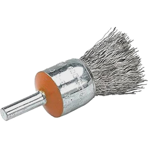 Mounted End Brush with Crimped Wires, 1/2", 0.02" Fill, 1/4" Shank St. Lawrence Industrial & Safety Supply