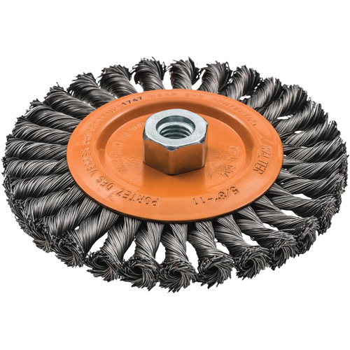 Brosse rotative &agrave; fils nou&eacute;s large, Arbre 5/8"-11, Acier St. Lawrence Industrial & Safety Supply