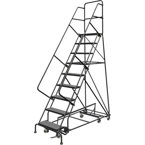 All Directional Rolling Ladder, 9 Steps, 24" Step Width, 90" Platform Height, Steel St. Lawrence Industrial & Safety Supply