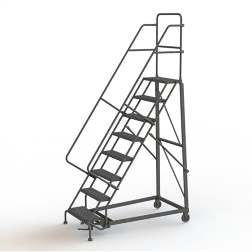 Heavy Duty Rolling Ladder, 8 Steps, 24" Step Width, 80" Platform Height, Steel St. Lawrence Industrial & Safety Supply