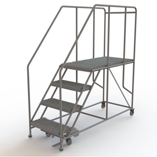Mobile Work Platform, Steel, 4 Steps, 40" H, 47" D, 24" Step, Serrated St. Lawrence Industrial & Safety Supply