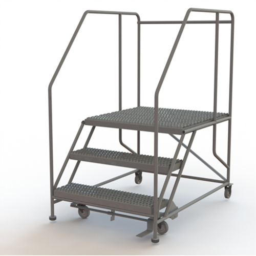 Mobile Work Platform, Steel, 3 Steps, 30" H, 36" D, 36" Step, Serrated St. Lawrence Industrial & Safety Supply