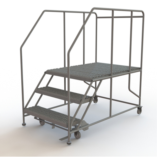 Mobile Work Platform, Steel, 3 Steps, 30" H, 48" D, 36" Step, Serrated St. Lawrence Industrial & Safety Supply