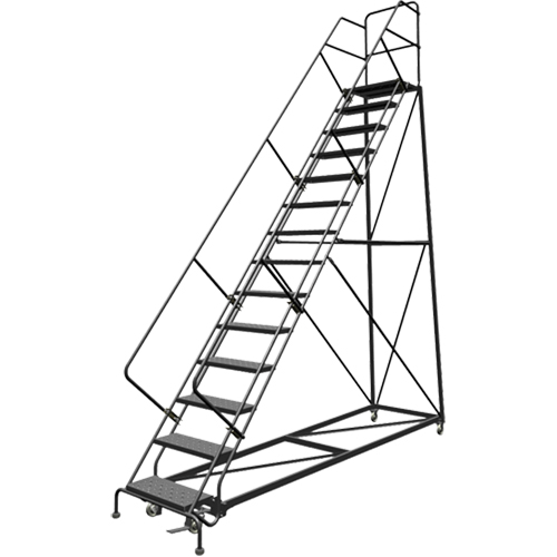 &eacute;chelles en angle de s&eacute;curit&eacute;, 14 marches, Perfor&eacute;, Inclinaison 50°, Hauteur 140" St. Lawrence Industrial & Safety Supply