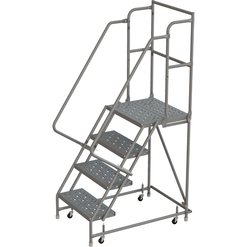Escabeaux roulants &agrave; dessus profond, 4 marches, Largeur de la marche 16", Hauteur de la plateforme 40", Acier St. Lawrence Industrial & Safety Supply