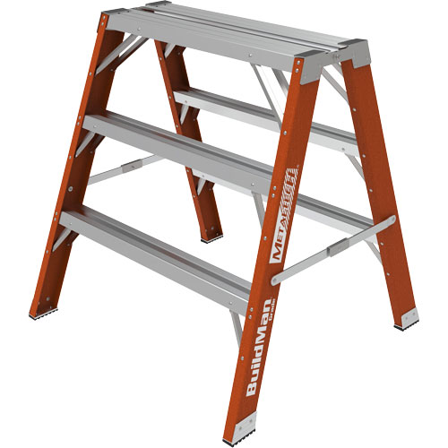 Buildman Step-up Workbench, 3' H x 34.75" W x 33.25" D, 300 lbs. Capacity, Fibreglass St. Lawrence Industrial & Safety Supply