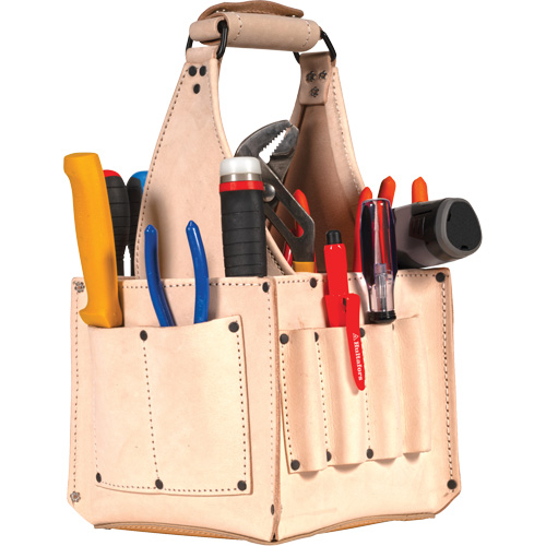 Porte-outils pour &eacute;lectricien et travaux d'entretien, Cuir, 17 pochettes, Beige St. Lawrence Industrial & Safety Supply