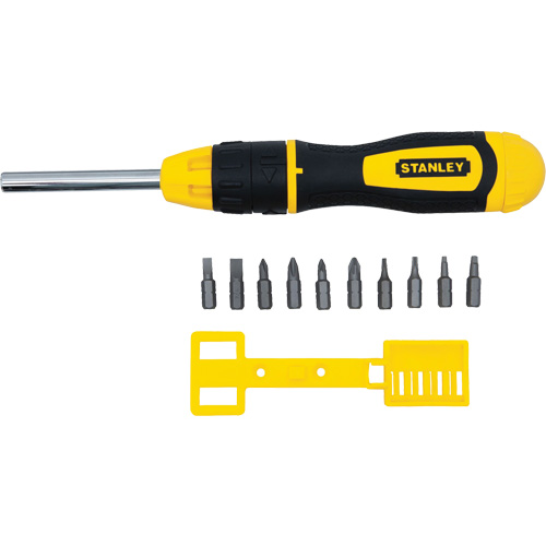 Tournevis &agrave; cliquet &agrave; embouts multiples avec 10 embouts, Prise Coussin&eacute;e St. Lawrence Industrial & Safety Supply