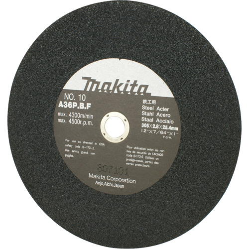 Meule abrasive pour scies &agrave; tronçonner et meuleuses dangle, 12" x 7/64", Arbre de 1", 4500 Tr/min St. Lawrence Industrial & Safety Supply