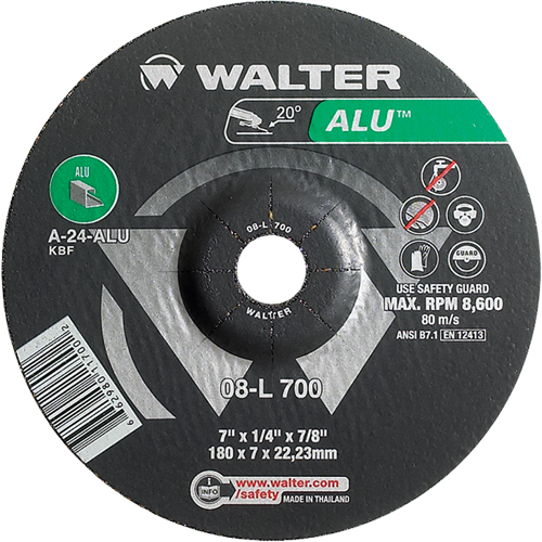 Aluminium Depressed Centre Grinding Wheels, 7" x 1/4", 7/8" Arbor, Type 27 St. Lawrence Industrial & Safety Supply