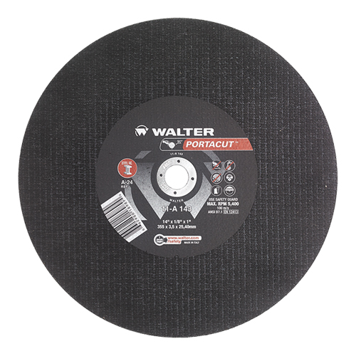 Meule &agrave; tronçonner rapide en acier inoxydable Portacut, 14" x 1/8", Arbre de 1", Type 1, Oxyde d'aluminium, 5400 Tr/min St. Lawrence Industrial & Safety Supply