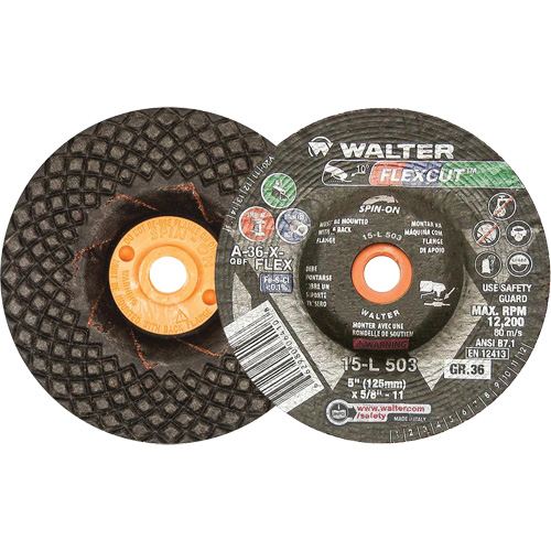 Flexcut Depressed Centre Grinding Wheels, 5", 36 Grit, Aluminum Oxide, 5/8"-11, 12200 RPM, Type 29 St. Lawrence Industrial & Safety Supply