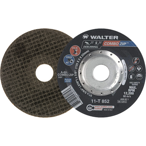 Meules &agrave; tronçonner renforc&eacute;es pour meuleuse &agrave; angle droit - Combo Zip, 5" x 5/64", Arbre de 7/8", Type 27 St. Lawrence Industrial & Safety Supply