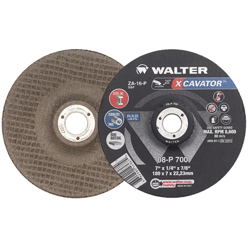 Meule XCAVATOR, 7" x 1/4", Arbre 7/8", Zirconium, Type 27 St. Lawrence Industrial & Safety Supply