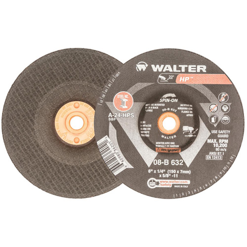 Disque de meulage et tronçonnage HP, 6" x 1/8", Arbre 5/8"-11, Oxyde d'aluminium, Type 27 St. Lawrence Industrial & Safety Supply